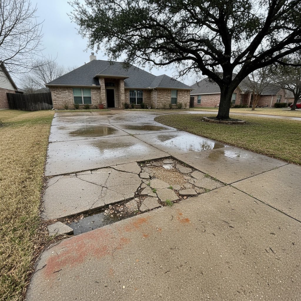 New concrete driveway installation in McKinney Texas with smooth finish