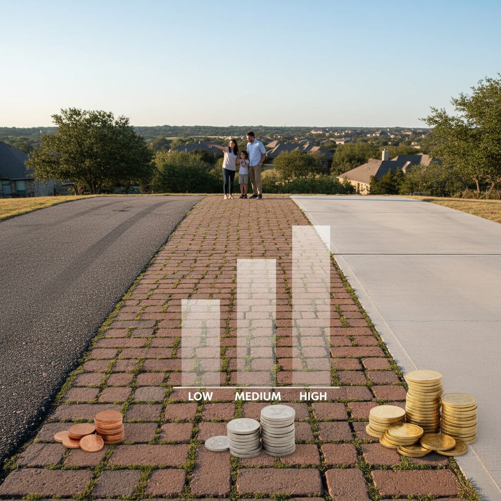 Comparing different driveway materials concrete asphalt pavers for McKinney homes