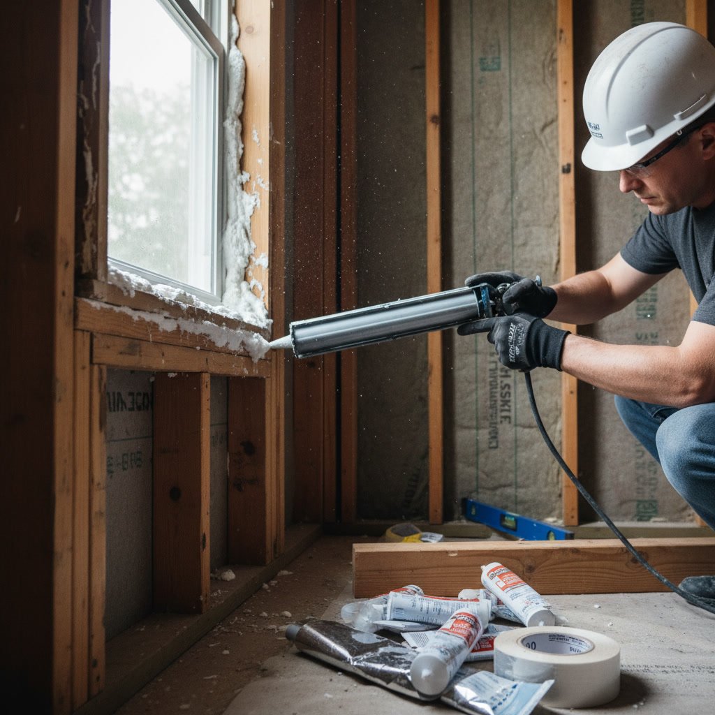 Spray foam insulation and air sealing during indoor remodeling for energy efficiency